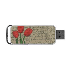 Vintage Tulips Portable Usb Flash (two Sides) by Valentinaart