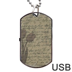 Vintage Tulips Dog Tag Usb Flash (one Side) by Valentinaart