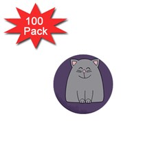 Cat Minimalism Art Vector 1  Mini Buttons (100 Pack)  by Simbadda