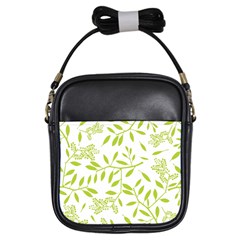 Leaves Pattern Seamless Girls Sling Bags by Simbadda