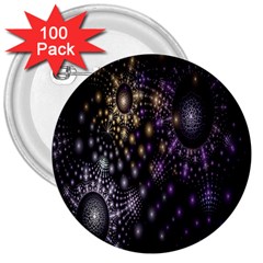 Fractal Patterns Dark Circles 3  Buttons (100 Pack)  by Simbadda