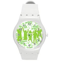 Saint Patrick Motif Round Plastic Sport Watch (m) by dflcprints