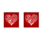 Heart Design Love Red Cufflinks (Square) Front(Pair)