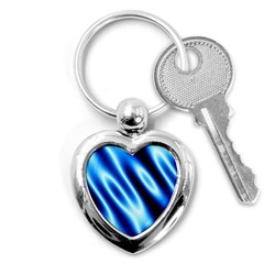 Grunge Blue White Pattern Background Key Chains (heart)  by Simbadda