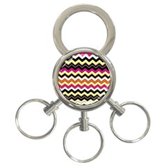 Colorful Chevron Pattern Stripes Pattern 3-ring Key Chains by Simbadda