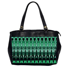 Green Triangle Patterns Office Handbags (2 Sides)  by Simbadda