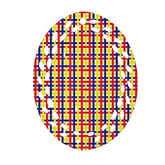 Yellow Blue Red Lines Color Pattern Ornament (oval Filigree) by Simbadda