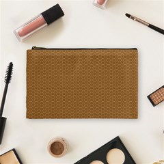 Pattern Honeycomb Pattern Brown Cosmetic Bag (medium)  by Simbadda