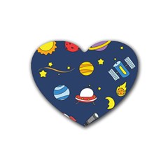 Space Background Design Rubber Coaster (heart)  by Simbadda