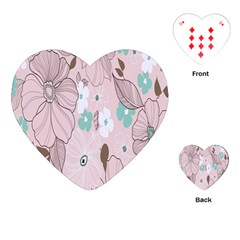 Background Texture Flowers Leaves Buds Playing Cards (heart)  by Simbadda