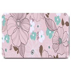 Background Texture Flowers Leaves Buds Large Doormat  by Simbadda