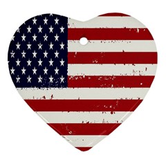 Flag United States United States Of America Stripes Red White Ornament (heart) by Simbadda