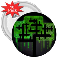 Binary Binary Code Binary System 3  Buttons (10 Pack)  by Simbadda