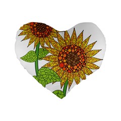 Sunflowers Flower Bloom Nature Standard 16  Premium Heart Shape Cushions by Simbadda