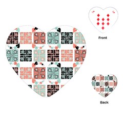 Mint Black Coral Heart Paisley Playing Cards (heart)  by Simbadda