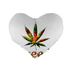 Marijuana Leaf Bright Graphic Standard 16  Premium Flano Heart Shape Cushions Back