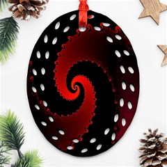 Red Fractal Spiral Ornament (oval Filigree) by Simbadda