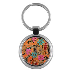 Colorful The Beautiful Of Art Indonesian Batik Pattern Key Chains (round)  by Simbadda