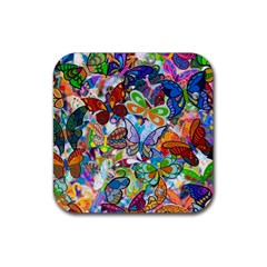 Color Butterfly Texture Rubber Coaster (square)  by Simbadda