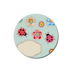 Buttons & Ladybugs Cute Rubber Round Coaster (4 Pack)  by Simbadda