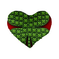 Shamrock Irish Ireland Clover Day Standard 16  Premium Heart Shape Cushions by Simbadda