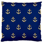 Gold Anchors On Blue Background Pattern Large Cushion Case (Two Sides) Front