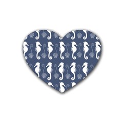 Seahorse And Shell Pattern Heart Coaster (4 Pack)  by Simbadda