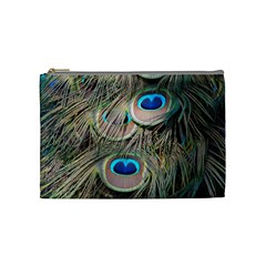 Colorful Peacock Feathers Background Cosmetic Bag (medium)  by Simbadda