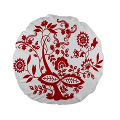 Red Vintage Floral Flowers Decorative Pattern Clipart Standard 15  Premium Flano Round Cushions by Simbadda