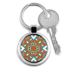 Digital Computer Graphic Geometric Kaleidoscope Key Chains (round)  by Simbadda