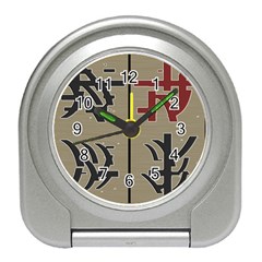 Xia Script On Gray Background Travel Alarm Clocks by Amaryn4rt