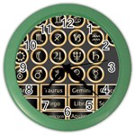 Black And Gold Buttons And Bars Depicting The Signs Of The Astrology Symbols Color Wall Clocks Front