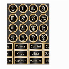 Black And Gold Buttons And Bars Depicting The Signs Of The Astrology Symbols Large Garden Flag (two Sides) by Amaryn4rt