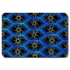 Blue Bee Hive Pattern Large Doormat  by Amaryn4rt