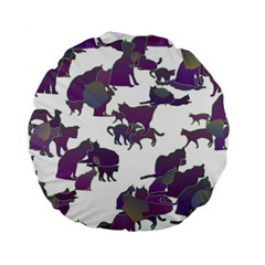 Many Cats Silhouettes Texture Standard 15  Premium Round Cushions by Amaryn4rt