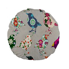 Birds Floral Pattern Wallpaper Standard 15  Premium Round Cushions by Amaryn4rt