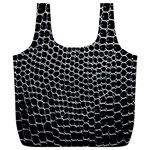 Black White Crocodile Background Full Print Recycle Bags (L)  Front