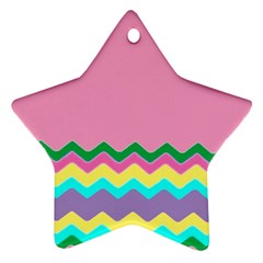 Easter Chevron Pattern Stripes Star Ornament (two Sides) by Amaryn4rt