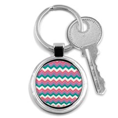 Chevron Pattern Colorful Art Key Chains (round)  by Amaryn4rt