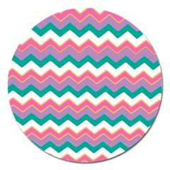 Chevron Pattern Colorful Art Magnet 5  (round) by Amaryn4rt