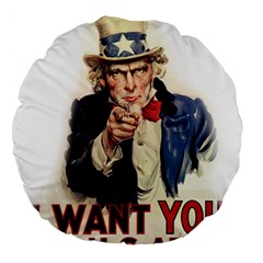 Uncle Sam Large 18  Premium Round Cushions by Valentinaart