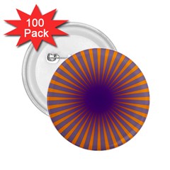 Retro Circle Lines Rays Orange 2 25  Buttons (100 Pack)  by Amaryn4rt