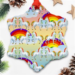 Rainbow Pony  Snowflake Ornament (two Sides) by Valentinaart