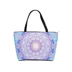 India Mehndi Style Mandala   Cyan Lilac Shoulder Handbags by EDDArt