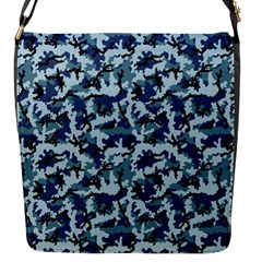 Navy Camouflage Flap Messenger Bag (s) by sifis