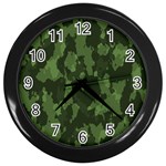 Camouflage Green Army Texture Wall Clocks (Black) Front