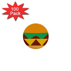 Hamburger Bread Food Cheese 1  Mini Buttons (100 Pack)  by Simbadda