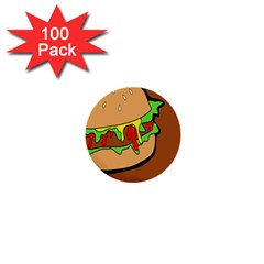 Burger Double 1  Mini Buttons (100 Pack)  by Simbadda