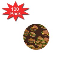 A Fun Cartoon Cheese Burger Tiling Pattern 1  Mini Buttons (100 Pack)  by Simbadda