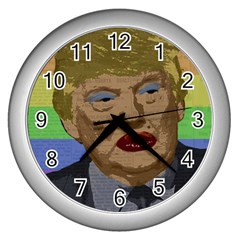 Donald Trump Wall Clocks (silver)  by Valentinaart